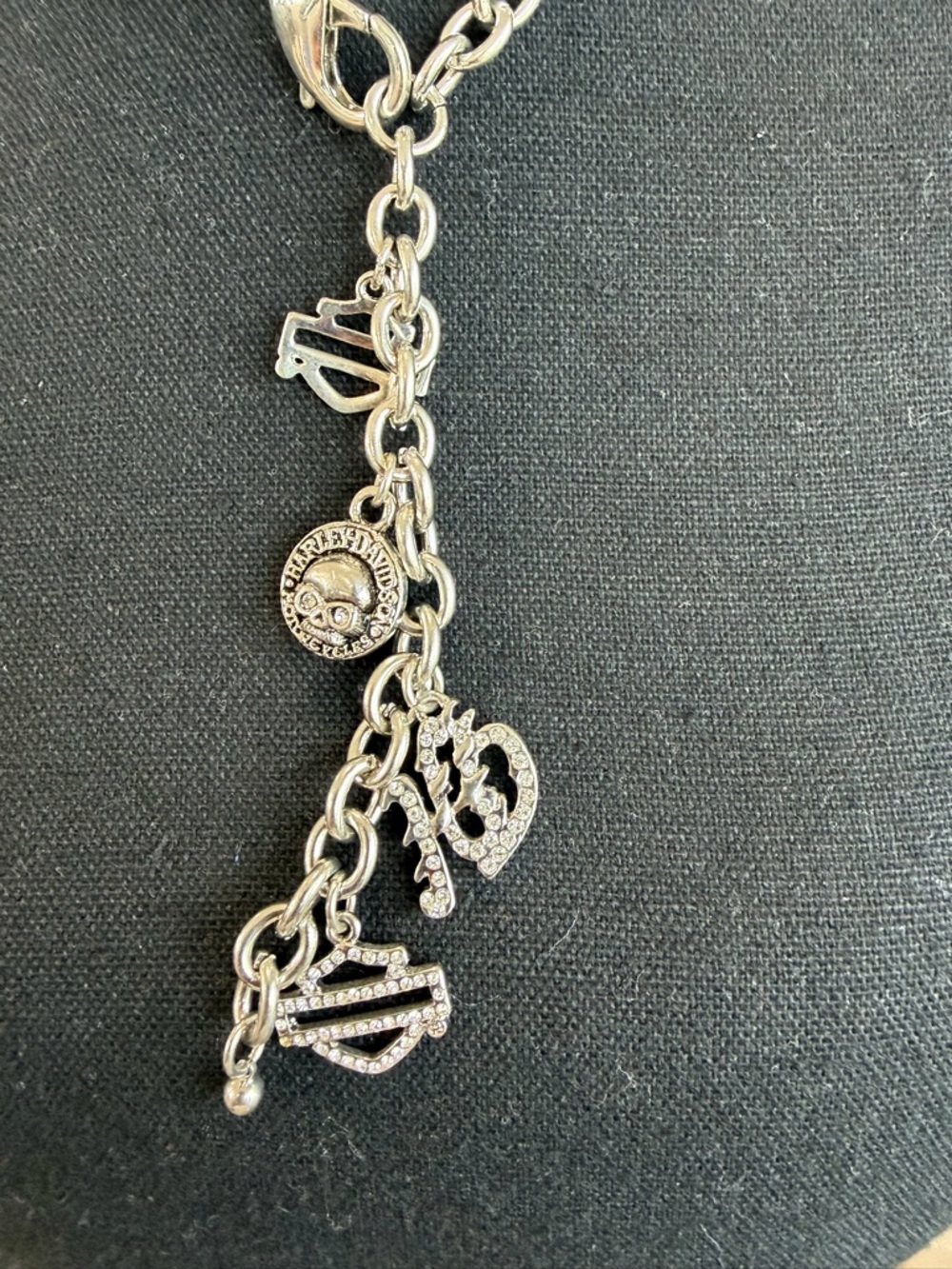 Harley-Davidson Silver Charm Lariat Necklace with Dangling Logos - Picture 2 of 2
